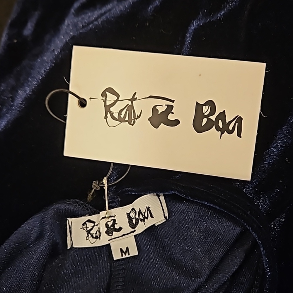 đź’•RAT & BOAđź’• Velvet High Neck Plunging Back Maxi Dress ~ Dark Navy Blue M NWT - Picture 6 of 7